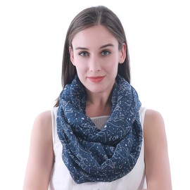 Lina & Lily Constellation Star Astronomy Print Women's Infinity Scarf Lightweight (Navy Blue)
