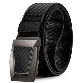 Tactical Belt for Men,BULLIANT Men Stretch Nylon Web Gift Belt 1.5"-Hiking Rigger Military Work-Quick Release(Black,46"-50"Waist Adjustable)