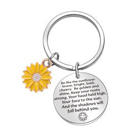 ORZOESD Sunflower Keychain Sunflower Lover Gift Ideas Christening Keychain Positive Jewelry, Sunflower Keychain, Default