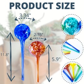 2 Large 3 Small Glass Plant Watering Globes - Plant Watering Devices - Plant Watering Bulbs - Self Watering Spikes - Self Watering Planter Insert - Free Moisture Meter Cotswold Homeware