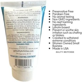Salty Britches- Pomada para Rozaduras ® | Barrera Protectora contra Rozaduras e irritación | Proporciona Alivio calmante para la irritación de la Piel