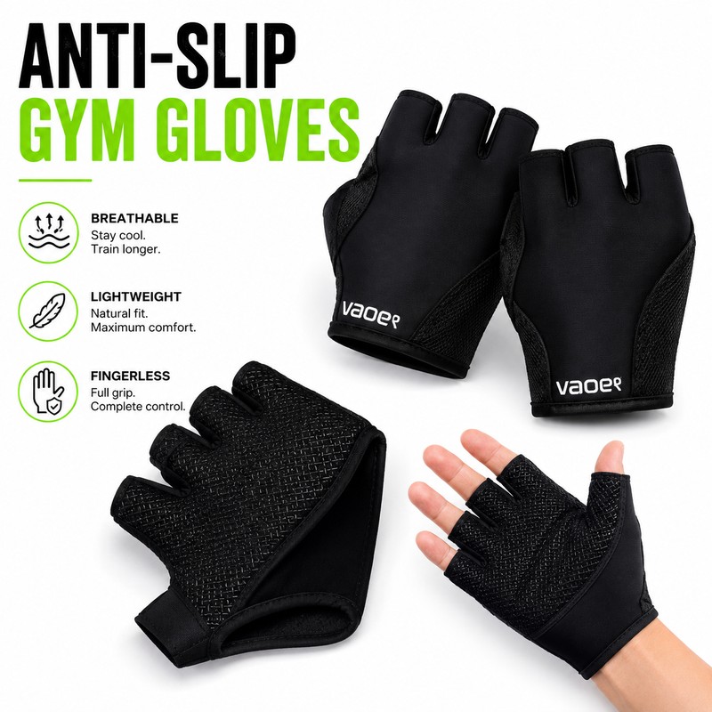 Men’s Half Finger Gym Gloves for Weight Lifting – Anti-Slip