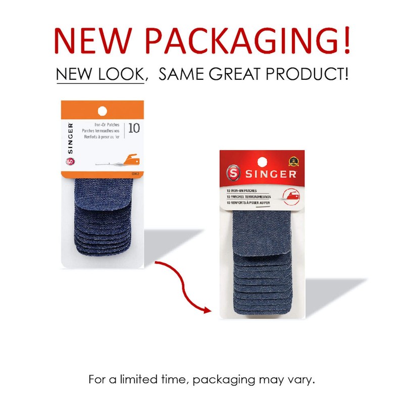 SINGER 00092 Iron-On Denim Patches, 2-Inch x 3-Inch, 10-Count