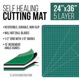 US Art Supply 24" x 36" GREEN/BLACK Professional Self Healing 5-Ply Double Sided Durable Non-Slip PVC Cutting Mat Great for Scrapbooking, Quilting, Sewing and all Arts & Crafts Projects