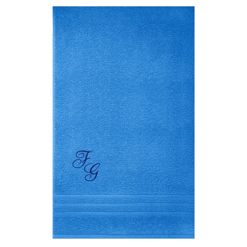 Lashuma London Bath Towel Embroidered with Monogram, Bath Towel Blue