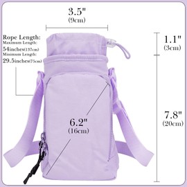 Linkidea Water Bottle Carrier with Strap Compatible with Owala FreeSip 24oz/32oz, IRON FLASK Wide Mouth 32oz, Waterbottle Sling Bag Holder, Shoulder Strap with Phone Pocket (Purple)