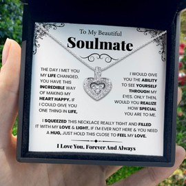 TRYNDI To My Soulmate Necklace – Romantic Christmas Gift for Her, Unique Valentine's Necklace, Anniversary Surprise for Wife, Birthday or Engagement Gift for Girlfriend, Soulmate Jewelry for Women