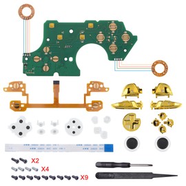 eXtremeRate DTFS LED Tasten Set für Switch pro Controller, 9 Farb-Modi 6 Separat-Tasten-Bereiche Control leuchttaste Thumbsticks D-pad Trigger LED Beleuchtung Knöpfe Button Kit-Symbol Chrome Gold