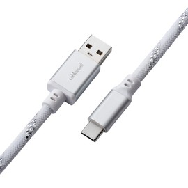 CableMod Pro Coiled Keyboard Cable (Sterling Foil White, USB A to USB Type C, 150cm)