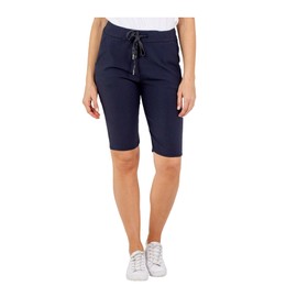 Ladies Italian Stretch Shorts Women's Plain Magic Comfy Lagenlook Hot Pants Navy 16-22