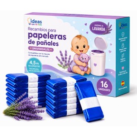 Diaper Cubes 16 Units EVOH Material and Lavender Scent, Refills for Diaper Bins | Diaper Bags Material EVOH High Resistance 4.5 m | Universal Compatible