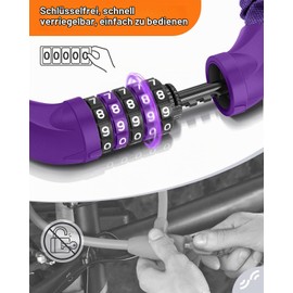 Sportneer Bike Lock - High Security Bicycle Chain Lock 5-Digit Resettable Combination Anti-Theft Bicycle Lock Bike Accessories for Bicycle, Motorcycle, Scooter, Door