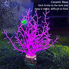 FUNOJOY Glowing Fish Tank Decorations Aquarium Coral Plants, Simulation Silicone Coral, Fluorescence Sea Anemone, Glow Coral Ornaments for Aquarium Fish Tank Decor Aquarium Accessories