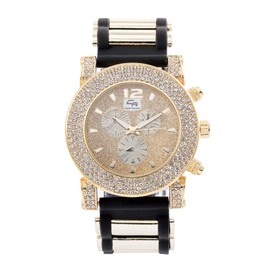 Charles Raymond Iced Oversized Hip Hop Bullet Rubber Band Mens Watch, That Shows Your Lust for Life - GJM0586 (ST10248 Black Gold)