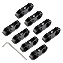EVIL ENERGY 12AN Hose Separator Clamp, AN12 Fuel Line Mounting Clamp Aluminum Black 8PCS