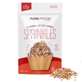 Pure Food By Estee, Rainbow Nonpareils | Vegan Sprinkles for Ice Cream | Dye Free Sprinkles | Rainbow Jimmies for Baking | Natural Sprinkles | Gluten Free, Dairy Free, Nut Free, 142g