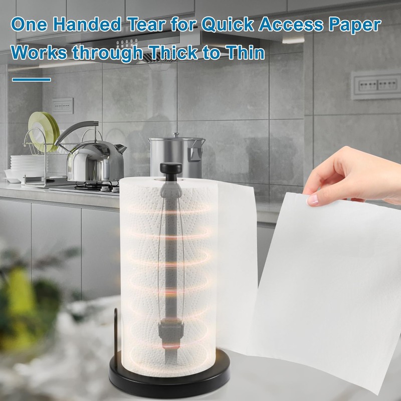 Veumoie Paper Towel Holder Countertop, Paper Towel Stand with Ratchet