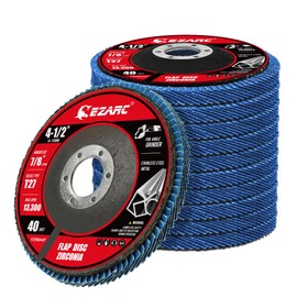 EZARC 10 Pack Flap Discs 40 Grit, 4 1/2" x 7/8" Zirconia Flap Sanding Disc for Angle Grinder, Flat Type 27 Abrasive Grinding Wheel Finishing for Wood & Stainless Steel, Sheet Metal