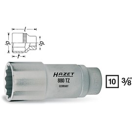 HAZET 880TZ-21 Double Face Width: 0.8 x Drive: 0.37 inches (9.5 mm), 1 piece