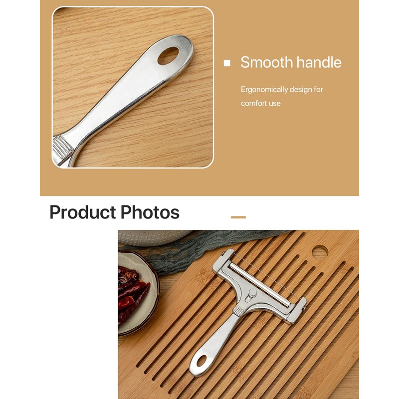 Stainless Steel Wire Cheese Slicer, Adjustable Thickness Handheld Cheese Cutter