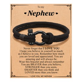 PINKDODO Nephew Gifts from Auntie Aunt, Nephew Gifts, Birthday Baptism Easter Confirmation Christmas Valentines Day Gifts for Teenage Teen Boys Nephew Bracelet Gift from Auntie Aunt Uncle