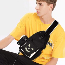 Junlion Sling Bag, Crossbody Shoulder Bag for Mens Women Multipurpose Daypacks Chest Bag Smile