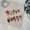 [Premium] Red Point Stone Handmade Nail Tips - Oval /