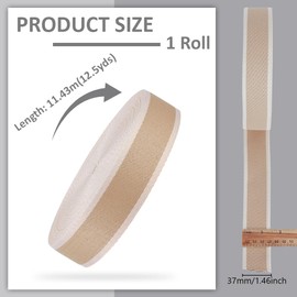 AHANDMAKER 12.5 Yards Webbing Heavy Duty Striped 1.5 inch White Polyester Ribbon Flat Webbing Straps for Bag Handles, Bag Strap, Tote Bag, Cloth Belt, Arts and Crafts