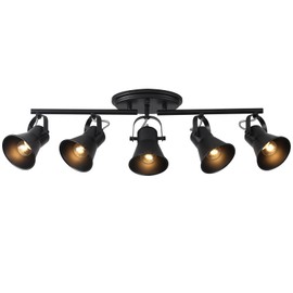 KEESFU 5-Light Track Lighting Kit,Black Semi Flush Mount Ceiling Light with 5 Rotatable Light Heads,Modern Accent Lighting for Livingroom,Bedroom,Hallway,Art Wall,Bathroom,Kitchen.(5-Light)