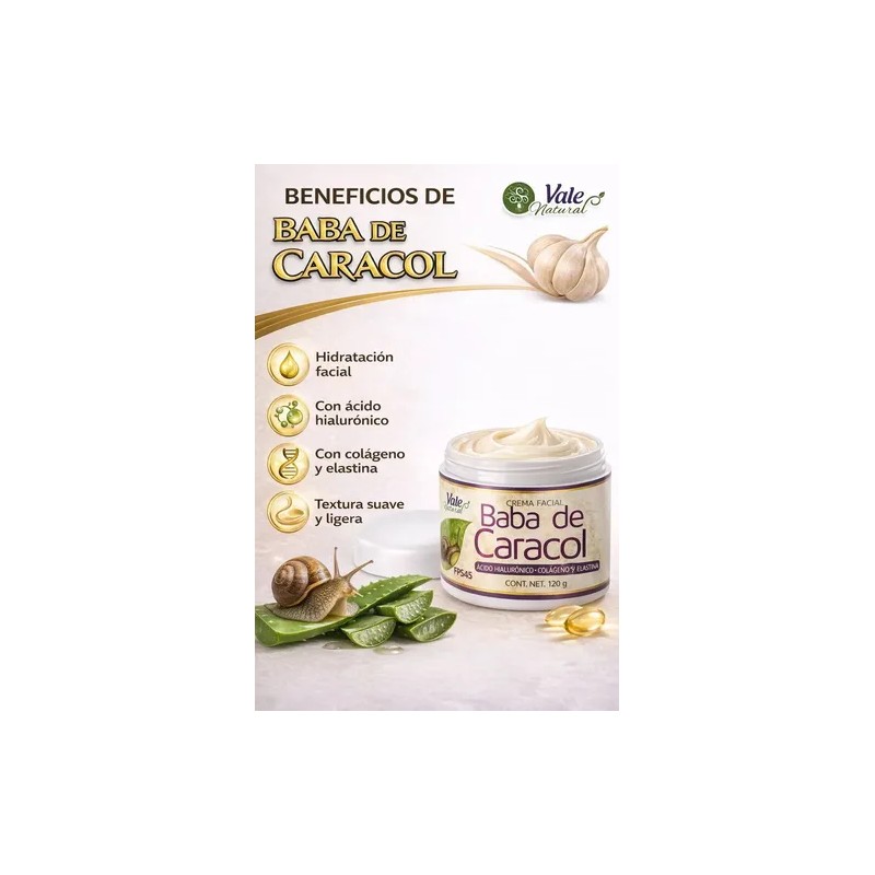 Crema Baba De Caracol Facial 120g Ácido Hialurónico Fps45 Todo