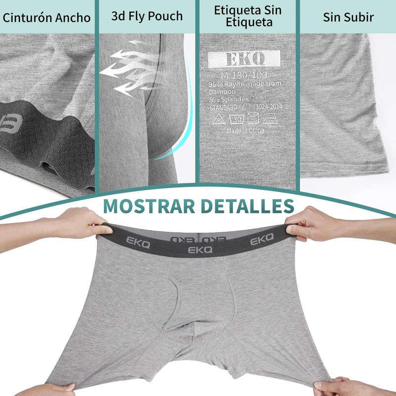 EKQ Boxer Hombre Bambu 6 Piezas Ropa Interior Hombre Calzones