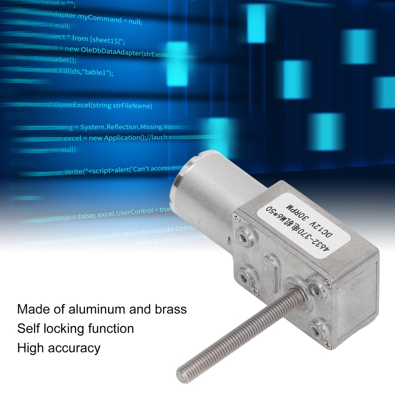 30RPM DC Geared Motor Self Locking Ability Great Adaptation Worm