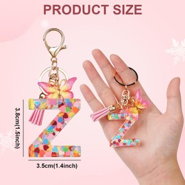 OSDUE Key Chain for Women, Alphabet Keyring, Girls Keyring, Pink Keyring, Butterfly Keyring Letter for Women Girls Birthday Gifts, Letter Z