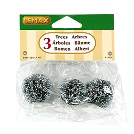 Lemax Christmas Village Round Bristle Tree Set Of 3 Mini - 14006