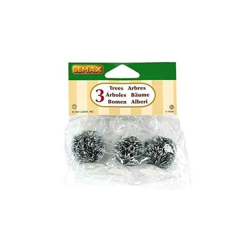 Lemax Christmas Village Round Bristle Tree Set Of 3 Mini