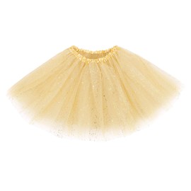 Livingston Women's Teen Adult Classic 3 Layered Tulle Dress Up Tutu Skirt with Sequin,Golden