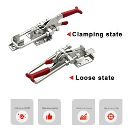Pack of 2 Toggle Lever Tensioners Metal, Self-Locking Quick Release GH-431 Clamping Clasp, Large Tension Latch, Adjustable Snap Latch, 350 kg / 771 lbs Lever Lock for Cupboard, Door, Crate, Suitcase