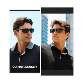 Bircenpro Sunglasses for Men Polarised: UV Protection Carbon Fibre Temple Sports Sunglasses for Driving, A-black frame black lens