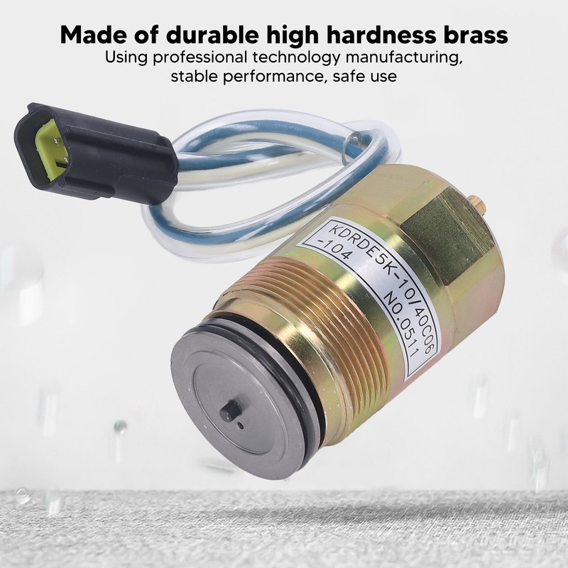 Hydraulic Pump Solenoid Valve Brass 2 Pins Excellent Performance Excavator