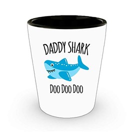 Daddy Shark Shot Glass - Dad Ceramic Cup - Gift For Father - Birthday Gift From Kids - Christmas Stocking Stuffer Present