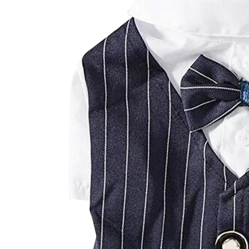 Pet Suit Bow Decor Striped Breathable Dog Cat Wedding Shirt