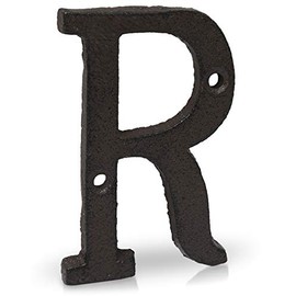 Basic Fundamentals 3-Inch Cast Iron Letters for Wall and Mailbox - Letter R - Industrial Design Mailbox Letters for Address Sign and House Decor - Black Brown