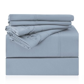 LONAVA Twin Size Sheet Set - 4 Piece Hotel Luxury Wrinkle-Free Microfiber Sheet, Oeko-TEX Certified, Breathable & Elastic, 16" Deep Pockets, Spa Blue