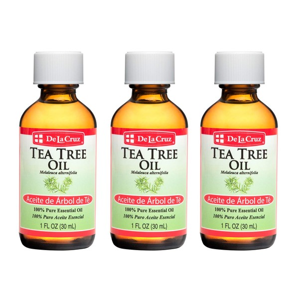 De La Cruz Tea Tree Oil - 100% Pure Tea Tree Essential Oil - Steam Distilled Tea Tree Oil for Aromatherapy - 1 FL OZ (3 Bottles)