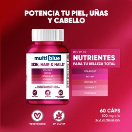 Multiblue Colageno, Biotina, Vitamina D3 - 60 Caps Pack X2