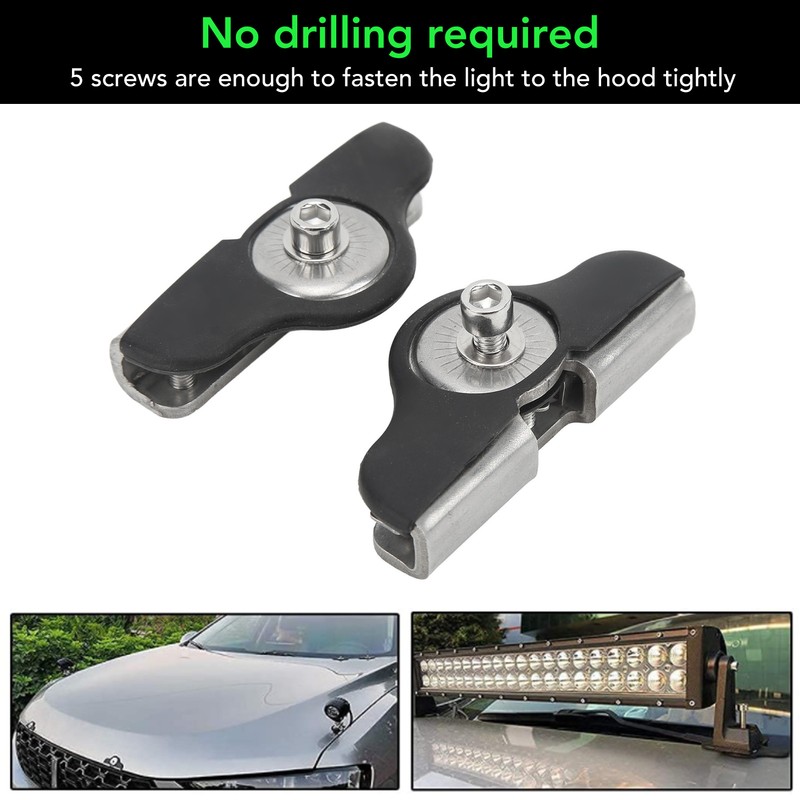 2PCS Work Light Bar Mounting Brackets Universal Stainless Steel LED