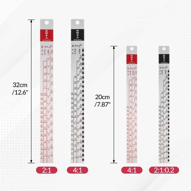 Car Paint Measuring Scale Mixing Ruler 2:1 & 4:1 Easy