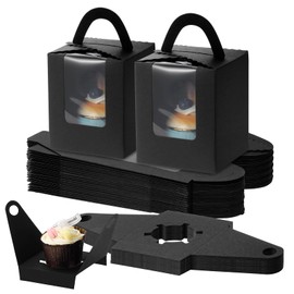 TsunNee 30PCS Individual Cupcake Boxes with Adjustable Inserts, Single Cupcake Boxes, Paper Bakery Boxes Treat Boxes for Christmas Birthday Wedding Baby Shower Party Favors