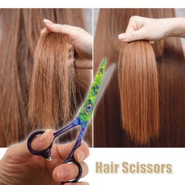 VOCOSTE Hair Scissors Hair Cutting Scissors Professional Barber Scissors Stainless Steel Razor 17.5cm Multicolor