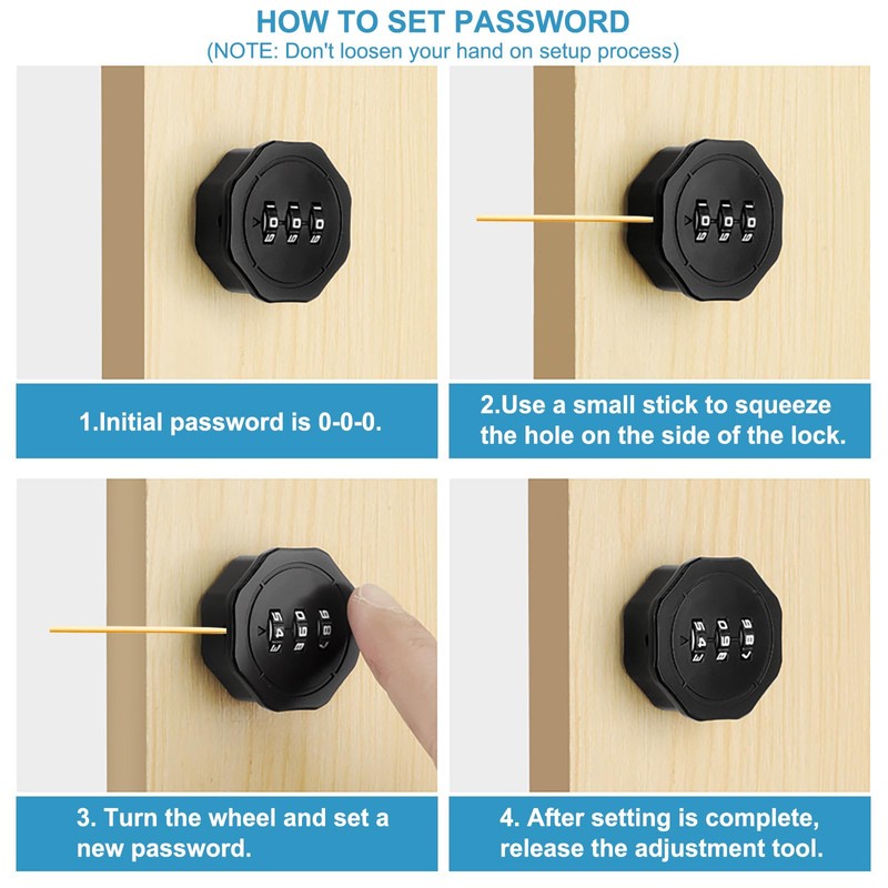 PATIKIL 組み合わせカムロック 亜鉛合金 キーレス 3桁パスワード ファイルキャビネットロック 1-3/16" シリンダー クロム仕上げ セキュリティロック
